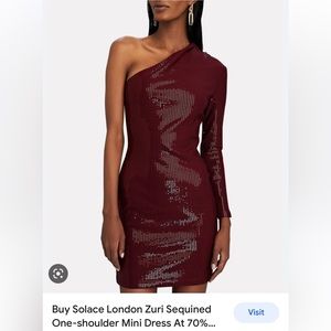 Solace London Zuri mini sequined cocktail dress, gorgeous burgundy color.
